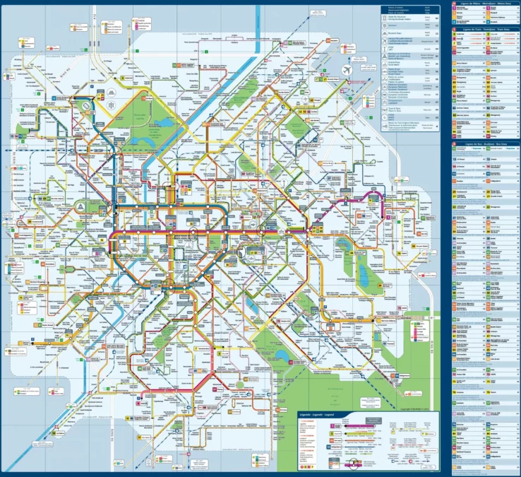 Brüksel Şehir İçi Ulaşım Toplu Taşıma Haritası