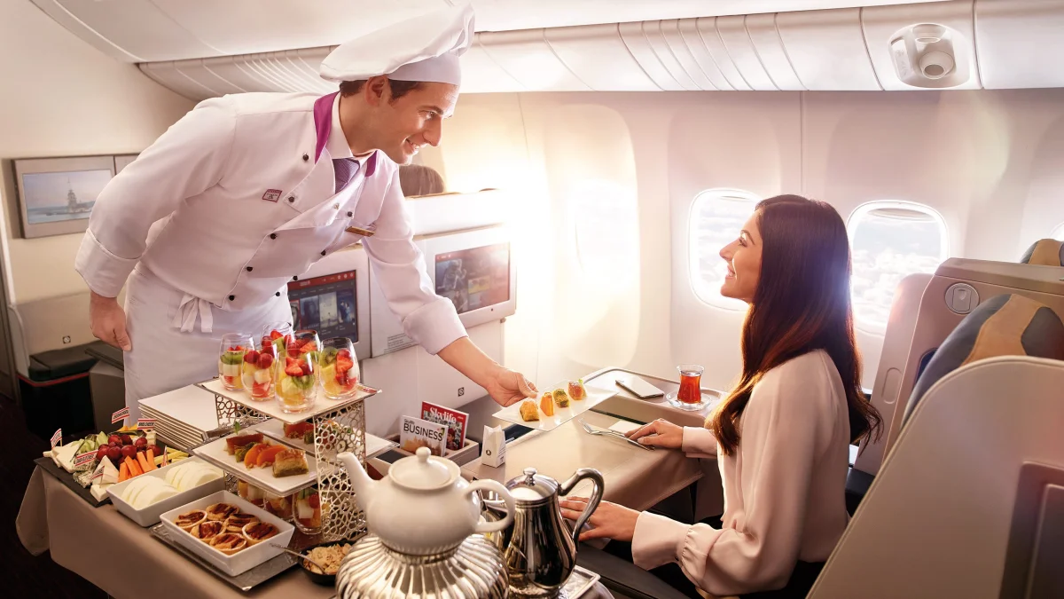 THY Business Class Kıtalar Arası Uçuşlarda Yemek Menüsü